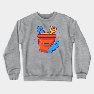 Bucket Sand With Sandals Cartoon Crewneck Sweatshirt